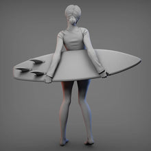 Load image into Gallery viewer, Cute Surfer Girl Unpainted Resin Figure 1/35 1/24 Scale Unassembled Model