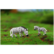 Load image into Gallery viewer, 6 pcs Miniature Zebra Wild Animal Figure Models Toys Landscape Garden Scenery Layout Scene Accessories Diorama Supplies