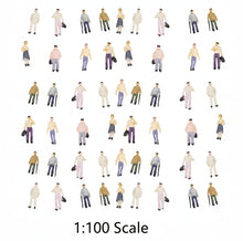 Load image into Gallery viewer, 100pcs Miniature People Figures, 1:100 Scale Model Scenery, HO Railway Diorama Supplies