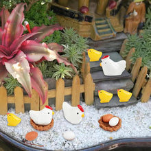 Load image into Gallery viewer, 28pcs Mini Chick Hen Family Resin Figurines with Eggs and Nests, Farm Animal Miniatures for Fairy Garden, Easter, Terrarium & DIY Crafts