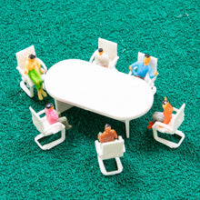 Load image into Gallery viewer, 7 pcs Miniature Conference Table Chair Furniture Set Blank Unpainted Models 1:50/75 Scale DIY Layout Dollhouse Decor Diorama Craft Supplies