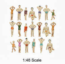 Load image into Gallery viewer, 20pcs Miniature Swimming People Figures, 1:48 Scale O Gauge Diorama Craft Supplies