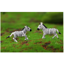 Load image into Gallery viewer, Miniature Zebra Figures Set, Small Scale Animal Models for Diorama, Model Train Layout, Scenery Craft Supplies (12pcs)