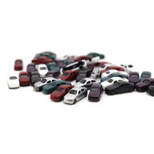 Load image into Gallery viewer, 30/50/100pcs 1:300 Miniature Cars Set Painted ABS Vehicles for Model Railway, Architecture Layouts, Dioramas, Street Scenes, Craft Supplies