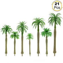 Load image into Gallery viewer, 21 pcs Mixed Miniature Coconut Palm Tree Model Train Railway Accessories DIY Scenery Fairy Garden Landscape Terrarium Diorama Craft Supplies