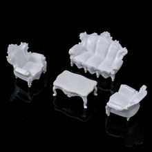 Load image into Gallery viewer, 4 pcs Miniature Sofa Table European-Style Furniture Blank Unpainted Models 1:50/75 Scale DIY Layout Dollhouse Decor Diorama Craft Supplies