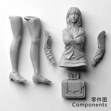 Load image into Gallery viewer, Office Lady Resin Figure – Unpainted Model Kit 1/35 1/24 1/12 Scale – DIY Craft Supply