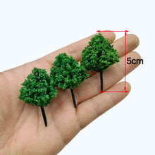 Load image into Gallery viewer, 100 pcs Mixed 3-12cm Miniature Green Model Trees for Dioramas, Railway Scenery, Sand Table, DIY crafts, and Architectural Layouts