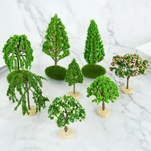 Load image into Gallery viewer, Miniature Green Tree Model with Base Train Railway Accessories DIY Scenery Fairy Garden Landscape Dollhouse Terrarium Diorama Craft Supplies
