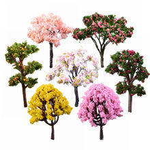 Load image into Gallery viewer, 7 pcs 7cm Mixed Miniature Flowering Tree Models N HO Scale Railway Layout Accessories DIY Landscape Dollhouse Terrarium Diorama Craft Supplies