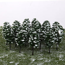 Load image into Gallery viewer, 20 pcs Miniature Winter Snow Tree 1/150 Models Train Railway Accessories Forest Fairy Garden Landscape Terrarium Diorama Craft Supplies