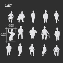 Load image into Gallery viewer, 100 pcs 1:87/100/150/200 Miniature Sitting Seated Passenger People Unpainted Figure Model Railway Scene Layout Accessories Diorama Supplies