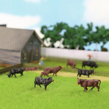 Load image into Gallery viewer, 36pcs Miniature Cow Figures, HO Scale 1:87, Diorama Animals for Model Train Scenery