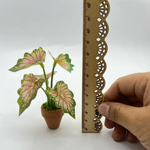 Load image into Gallery viewer, 1/12 Scale Dollhouse Mini Taro Turtle Back Plant, Green Potted Plant Miniature, Scandinavian Style Decor, Mini Garden Scene Accessory