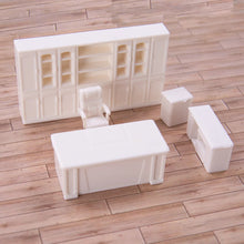 Load image into Gallery viewer, 5 pcs Miniature Office Furniture Set Blank Unpainted Models 1:50 Scale DIY Room Building Layout Dollhouse Decor Diorama Craft Supplies