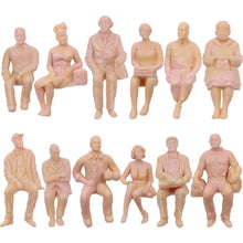 Load image into Gallery viewer, 12pcs 1:25 G Scale Miniature Unpainted Model Train Figures, Plastic Seated People for Railway Layouts, Diorama Building, Craft Supplies