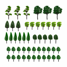 Load image into Gallery viewer, 50pcs Mixed Miniature Green Trees for Dioramas, Model Railway Scenery and Landscape Layouts