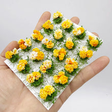 Load image into Gallery viewer, 20 pcs Miniature Yellow Flower Cluster Tufts Models DIY Train Railway Scenery Dollhouse Garden Landscape Terrarium Diorama Craft Supplies
