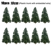Load image into Gallery viewer, 10pcs Miniature Pine Trees 4-12cm, HO OO Scale for Model Train Scenery, Diorama Projects.