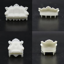 Load image into Gallery viewer, 4 pcs Miniature Sofa Table European-Style Furniture Blank Unpainted Models 1:50/75 Scale DIY Layout Dollhouse Decor Diorama Craft Supplies