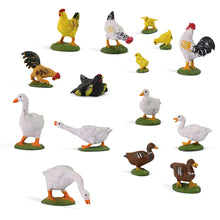 Load image into Gallery viewer, 15 pcs Miniature Chicken Chick Hen Duck Goose Farm Animal 1:43 Figure O Scale Models Garden Scenery Layout Accessories Diorama Supplies