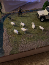 Load image into Gallery viewer, 8pcs Miniature Farm Animals – Shepherd, Sheep & Dog Figures 1/64 1/87 Scale for Dioramas, Train Layouts and Garden Scenery
