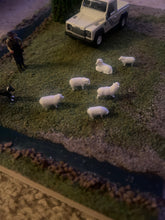 Load image into Gallery viewer, 8pcs Miniature Farm Animals – Shepherd, Sheep & Dog Figures 1/64 1/87 Scale for Dioramas, Train Layouts and Garden Scenery