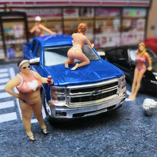Load image into Gallery viewer, Miniature Bikini Car Wash Sexy Girl Woman People Figure 1:64 Models Dollhouse Building Landscape Scene Accessories Diorama Supplies