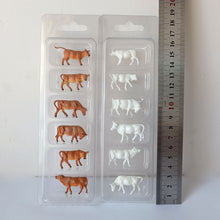 Load image into Gallery viewer, 6 pcs Miniature Cattle Cow Farm Animal Figure Painted Unpainted Model Garden Landscape Scenery Layout Accessories Diorama Supplies