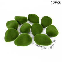 Load image into Gallery viewer, 10 pcs Miniature Green Moss Rock Stone Model Pot Decoration DIY Landscape Scenery Dollhouse Fairy Garden Terrarium Diorama Craft Supplies