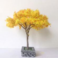 Load image into Gallery viewer, 12cm Miniature Yellow Cherry Blossom Tree with Base Train Railway Accessories Fairy Garden Landscape Terrarium Diorama Craft Supplies