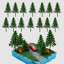 Load image into Gallery viewer, 5pcs Miniature Pine Trees 6/8/10cm for Diorama, Model Railway, Fairy Garden, Terrarium