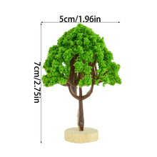 Load image into Gallery viewer, Miniature Green Tree Model with Base Train Railway Accessories DIY Scenery Fairy Garden Landscape Dollhouse Terrarium Diorama Craft Supplies