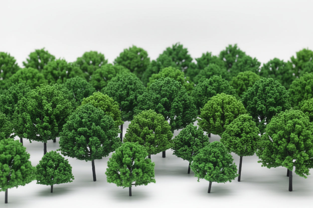 50pcs Miniature Trees Mixed Sizes 3.5–13cm – Model Scenery for Diorama ...