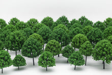 Load image into Gallery viewer, 50pcs Miniature Trees Mixed Sizes 3.5–13cm – Model Scenery for Diorama, Railway Layout, Mini Landscapes