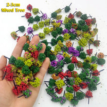 Load image into Gallery viewer, 100 pcs 2-3cm Mixed Miniature Tree Models N HO Scale Railway Layout Accessories DIY Landscape Dollhouse Terrarium Diorama Craft Supplies