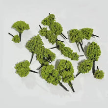 Load image into Gallery viewer, 100 pcs 2-3cm Mixed Miniature Tree Models N HO Scale Railway Layout Accessories DIY Landscape Dollhouse Terrarium Diorama Craft Supplies