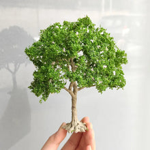 Load image into Gallery viewer, 10/15/18/23/28cm Miniature White Flowering Green Tree Model Train Railway Layout Dollhouse Garden Landscape Terrarium Diorama Craft Supplies