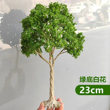 Load image into Gallery viewer, 10/15/18/23/28cm Miniature White Flowering Green Tree Model Train Railway Layout Dollhouse Garden Landscape Terrarium Diorama Craft Supplies