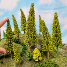 Load image into Gallery viewer, 20 pcs 9-13cm Mixed Miniature Pine Tree Models Train Railway Accessories Forest Fairy Garden Landscape Terrarium Diorama Craft Supplies