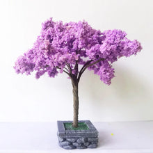 Load image into Gallery viewer, 12cm Miniature Purple Cherry Blossom Tree with Base Train Railway Accessories Fairy Garden Landscape Terrarium Diorama Craft Supplies
