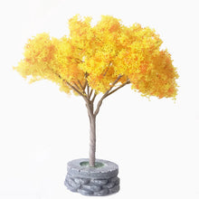 Load image into Gallery viewer, 12cm Miniature Yellow Cherry Blossom Tree with Base Train Railway Accessories Fairy Garden Landscape Terrarium Diorama Craft Supplies