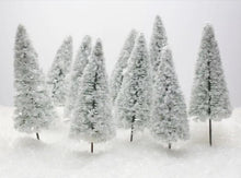 Load image into Gallery viewer, 10pcs Miniature Snow Covered Tree Models | 1:100 Scale Model Trees | Diorama Scenery Craft Supplies