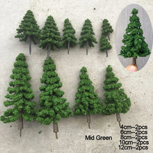Load image into Gallery viewer, 10 pcs Mixed Miniature Cedar Pine Tree Model Train Railway Accessories DIY Scene Garden Landscape Dollhouse Terrarium Diorama Craft Supplies