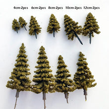 Load image into Gallery viewer, 10 pcs Mixed Miniature Cedar Pine Tree Model Train Railway Accessories DIY Scene Garden Landscape Dollhouse Terrarium Diorama Craft Supplies
