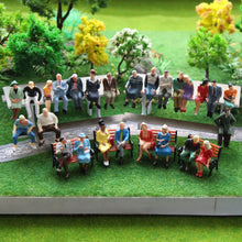 Load image into Gallery viewer, 25 pcs Miniature Sitting Seated Passenger People Different Poses 1:48 Figure O Scale Model Train Railway Scene Accessories Diorama Supplies