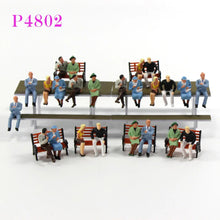 Load image into Gallery viewer, 24 pcs Miniature Sitting Seated Passenger People Suit Man Woman 1:48 Figure O Scale Models Train Railway Scene Accessories Diorama Supplies