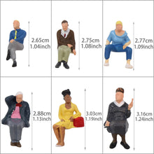 Load image into Gallery viewer, 25pcs Miniature Seated People Figures - 1:48 Scale Model Train Passengers - Diorama Accessories