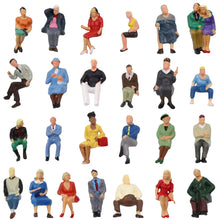 Load image into Gallery viewer, 25 pcs Miniature Sitting Seated Passenger People Different Poses 1:48 Figure O Scale Model Train Railway Scene Accessories Diorama Supplies