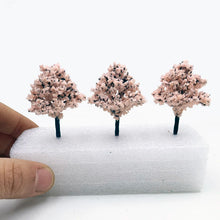Load image into Gallery viewer, 50 pcs 5cm Miniature Flowering Tree Models N HO Scale Railway Layout Accessories DIY Landscape Dollhouse Terrarium Diorama Craft Supplies